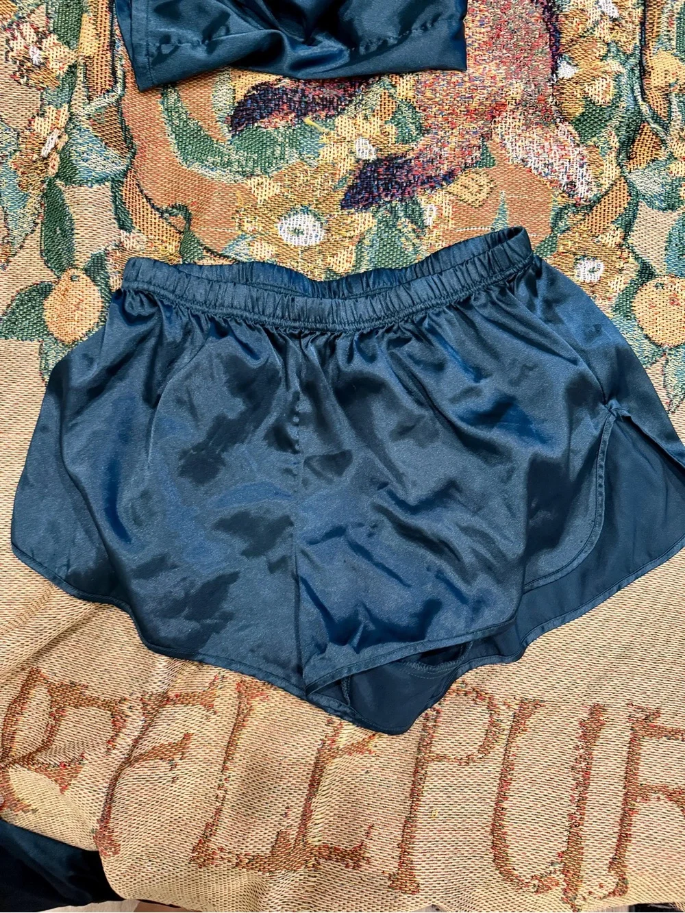 Satin Short Sleeve Pajama Set - Teal